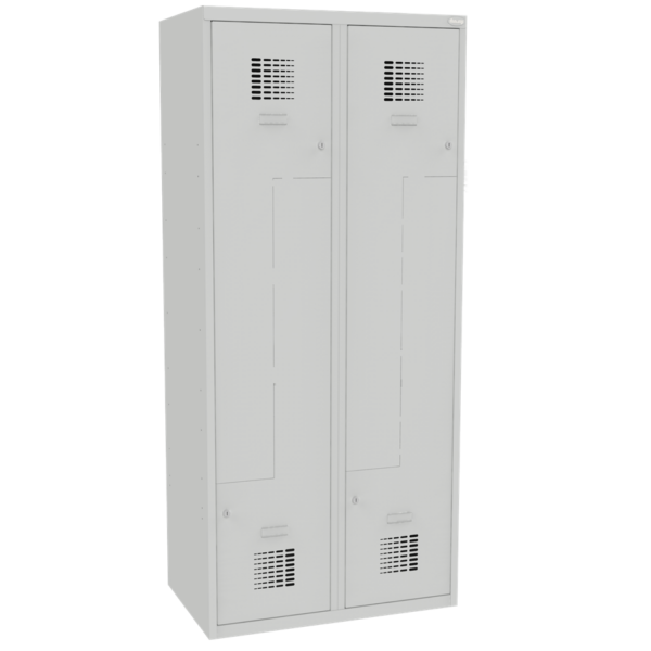 Skříň Sul 42 W lx je prémiový kovový šatník s dveřmi tvaru Z šířky 800 mm. Vnitřní vybavení zahrnuje tyč se dvěma háčky pro zavěšení oblečení a jmenovku. Prémiový, resp. verze lx znamená, že provedení šatníku je ze silnějších materiálů.