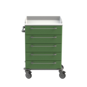 Gynekologický vozík 01 je gynekologický zákrokový vozík. Vzorová sestava gynekologického zákrokového vozíku. Produkt lze upravit podle požadavků a potřeb zákazníka. Vybavení vozíku na obrázku viz popis níže.