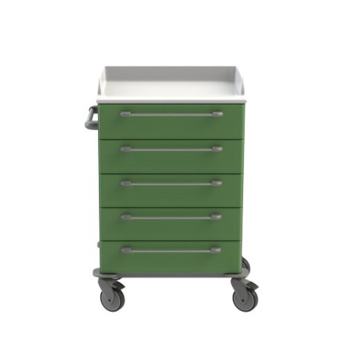 Gynekologický vozík 01 je gynekologický zákrokový vozík. Vzorová sestava gynekologického zákrokového vozíku. Produkt lze upravit podle požadavků a potřeb zákazníka. Vybavení vozíku na obrázku viz popis níže.