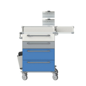 Lékový vozík 01 je nemocniční lékový vozík. Vzorová sestava lékárnického vozíku. Produkt lze upravit podle požadavků a potřeb zákazníka. Vybavení vozíku na obrázku viz popis níže.