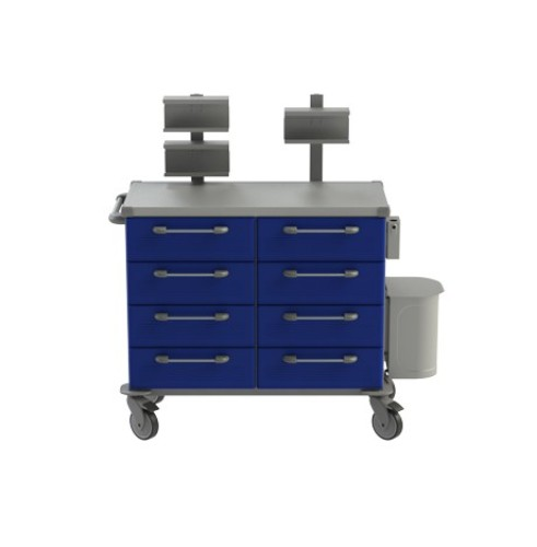 Lékový vozík 11 je nemocniční lékový vozík. Vzorová sestava lékárnického vozíku. Produkt lze upravit podle požadavků a potřeb zákazníka. Vybavení vozíku na obrázku viz popis níže.