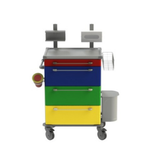 Převazový vozík 05 je vozík na převazy. Vzorová sestava vozíku pro převazy pacientů. Produkt lze upravit podle požadavků a potřeb zákazníka. Vybavení vozíku na obrázku viz popis níže.