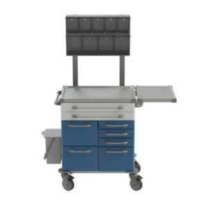 Sádrovací vozík 01 je vozík na sádrování. Vzorová sestava vozíku pro sádrování pacientů. Produkt lze upravit podle požadavků a potřeb zákazníka. Vybavení vozíku na obrázku viz popis níže.